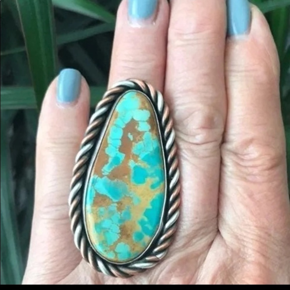 Sold🔥Pilot Mtn Turquoise Ring Copper & SS 7.5